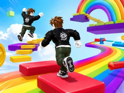 Obby Rainbow Parkour Two Player - 8839